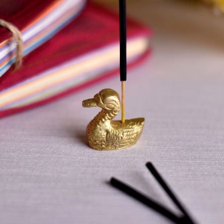Golden Brass Minature Duck Incense Stick Holder